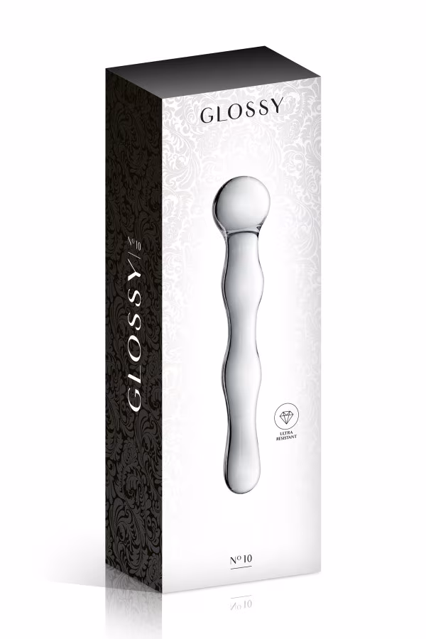 Dildo ondulé avec boule en verre translucide 17cm pas cher