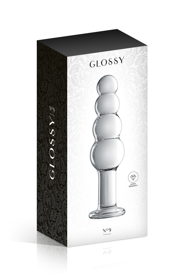 Glossy n°9, dildo en verre à boules progressives 18,5cm