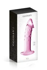 Glossy n°3, dildo en verre réaliste avec poignée 18cm
