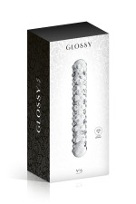 Glossy n°6, dildo perlé en verre 17cm