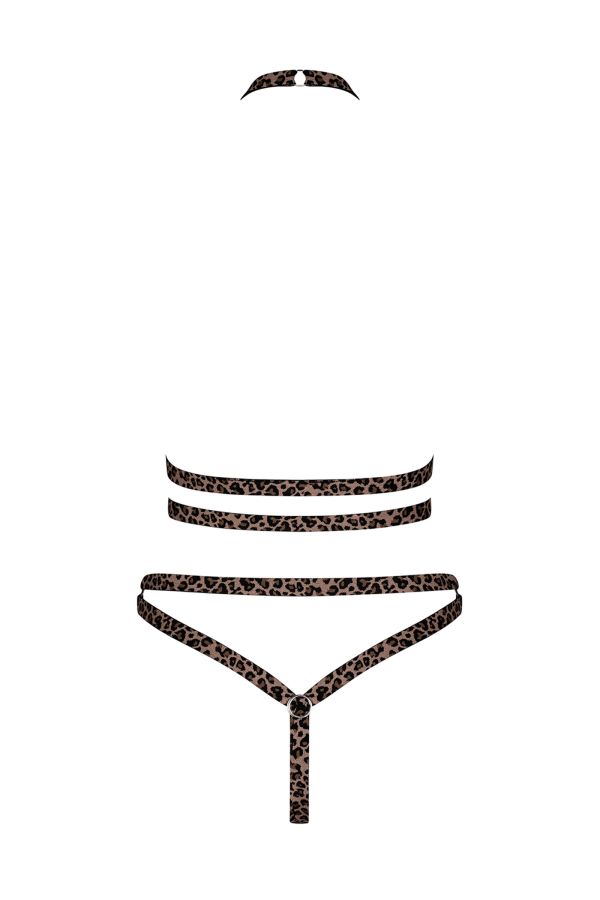 Ensemble de lingerie léopard à lanières