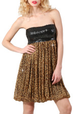 Robe bustier sequins et imprimé léopard
