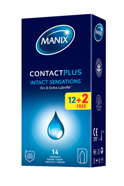 14 préservatifs fins et extra lubrifiés Manix Contact Plus