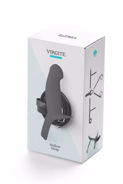 Gode ceinture creux avec harnais et ouverture taille S couleur noir de Virgite