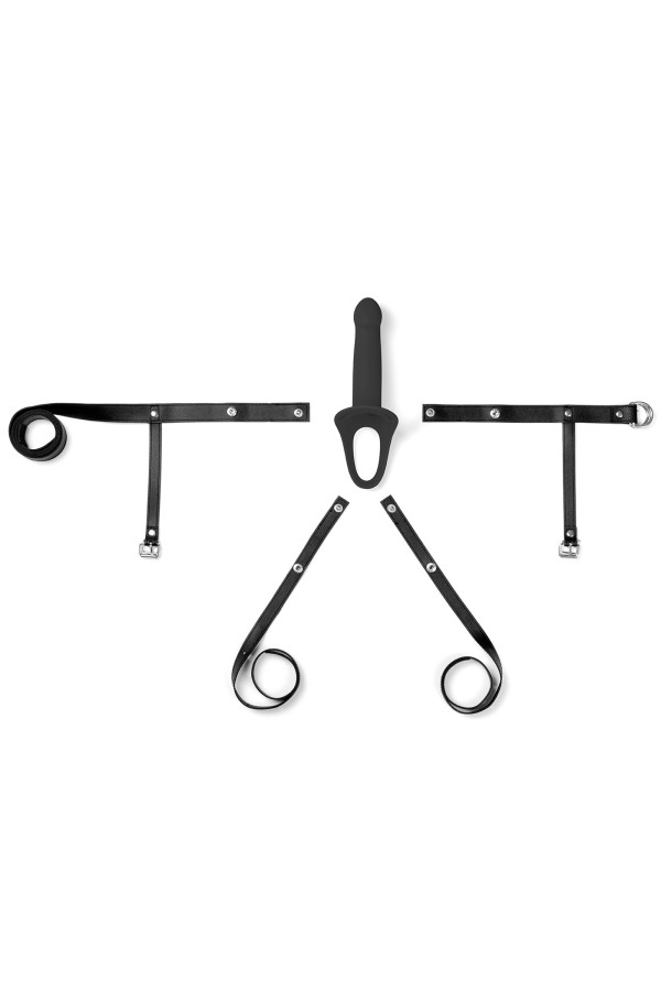 Gode ceinture creux avec harnais et ouverture taille S couleur noir de Virgite