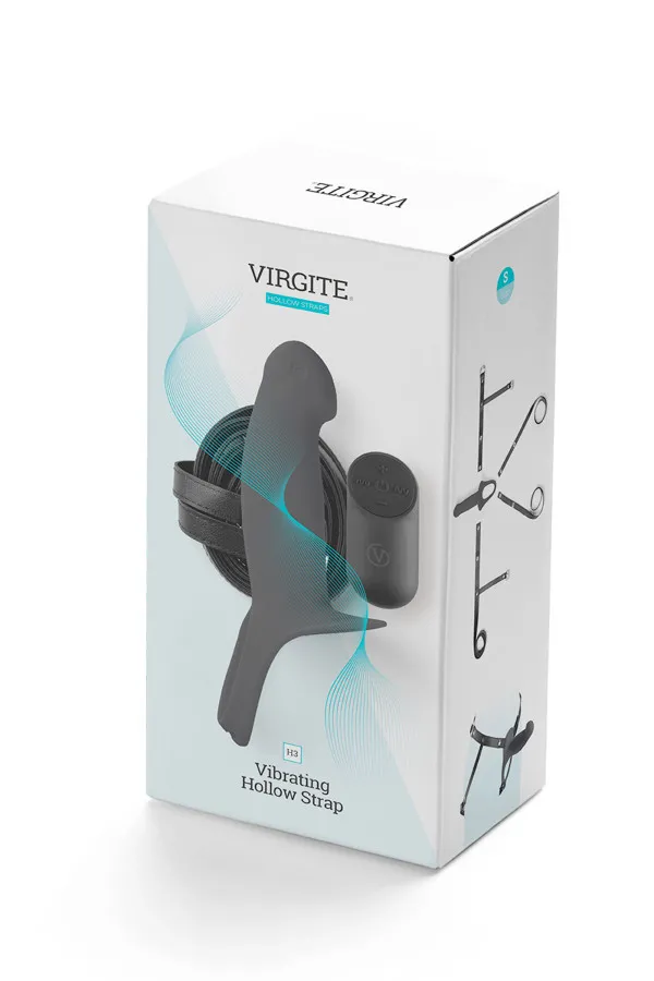 Gode ceinture creux vibrant avec harnais taille S couleur noir de Virgite