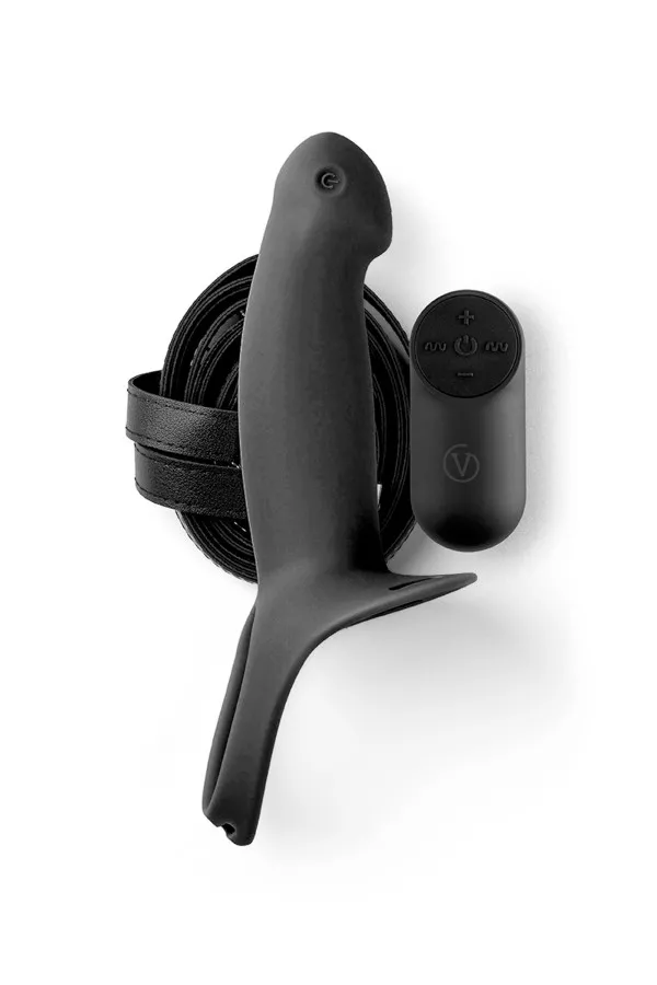 Gode ceinture creux vibrant avec harnais taille S couleur noir de Virgite