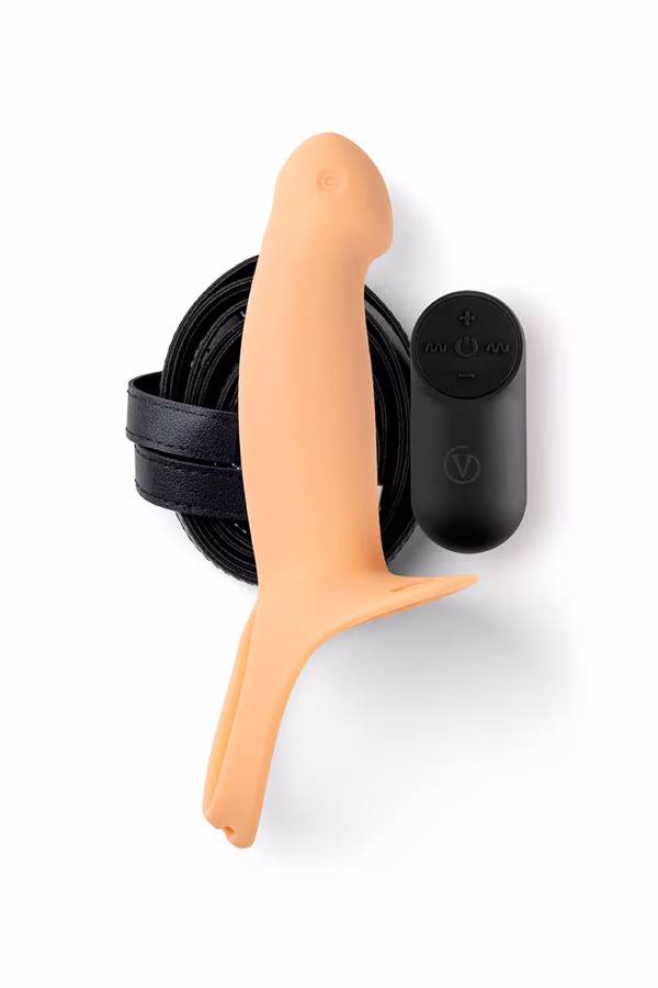 Gode ceinture creux vibrant avec harnais taille S couleur noir de Virgite