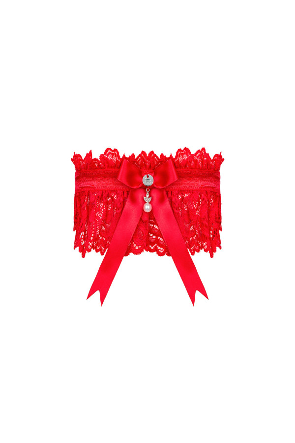 Jarretière en dentelle rouge Amor Cherris par Obsessive