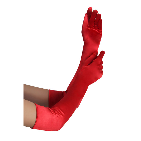 Gants longs rouges satin