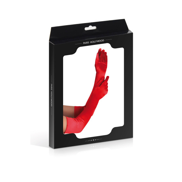 Gants longs rouges satin