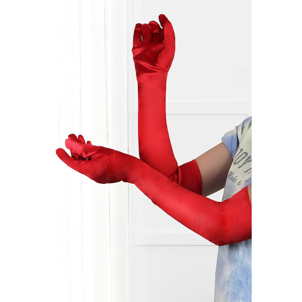 Gants longs rouges satin