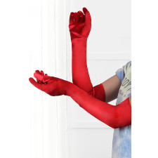 Gants longs rouges satin
