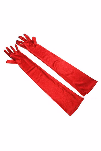 Gants longs rouges satin