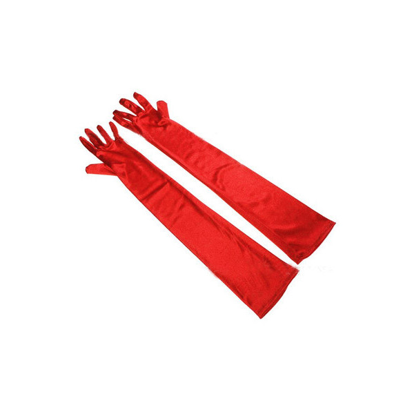 Gants longs rouges satin