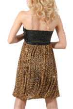 Robe bustier sequins et imprimé léopard