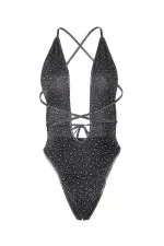 Body à décolleté argenté avec strass 