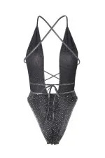 Body à décolleté argenté avec strass 