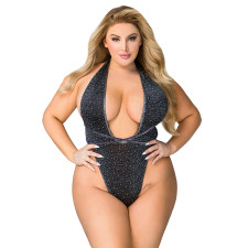 Body à décolleté argenté avec strass de Paris Hollywood.