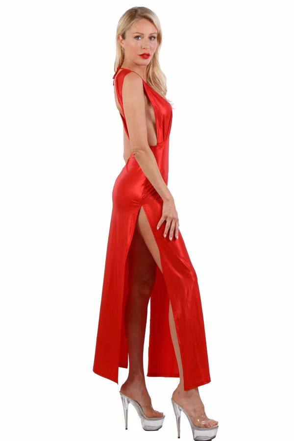 Robe longue effet métallique noire de Soisbelle