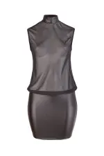 Robe bi-matière transparente et wetlook