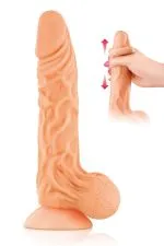 Gode ventouse ultra réaliste avec prépuce et testicules