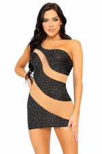 Robe asymétrique avec strass