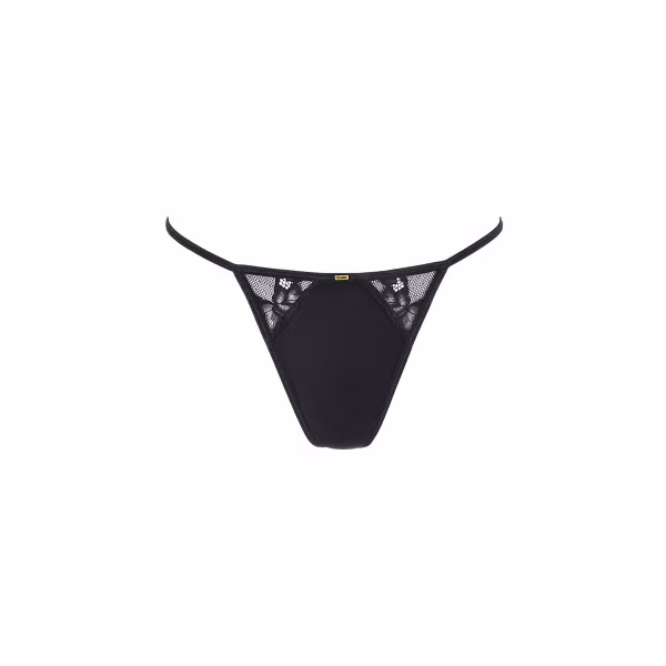 Nuisette et string en dentelle de couleur noir de Axami