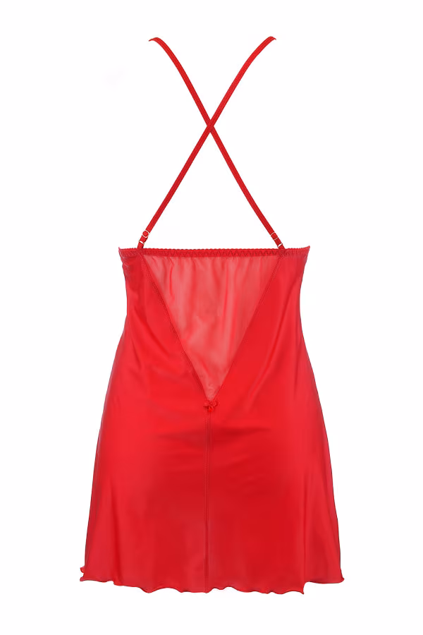 Nuisette et string en dentelle de couleur noir de Axami