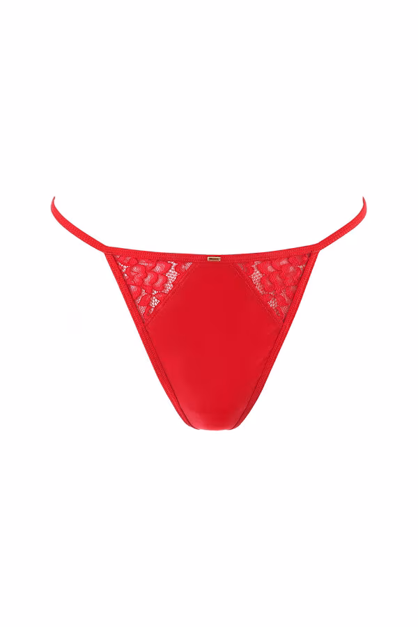 Nuisette et string en dentelle de couleur noir de Axami