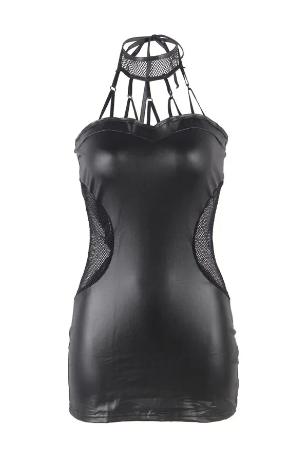 Robe courte et moulante en wetlook de Paris Hollywood