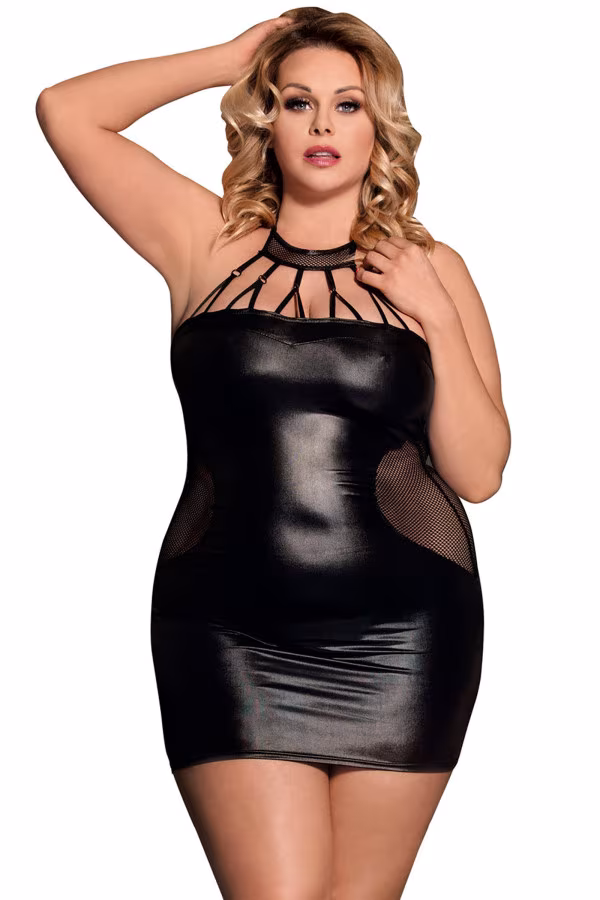 Robe courte et moulante en wetlook de Paris Hollywood