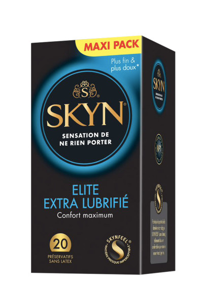 20 préservatifs sans latex Skyn Elite Extra lubrifié