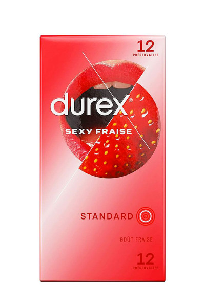 12 préservatifs lubrifiés Fraise Durex Regular Fit