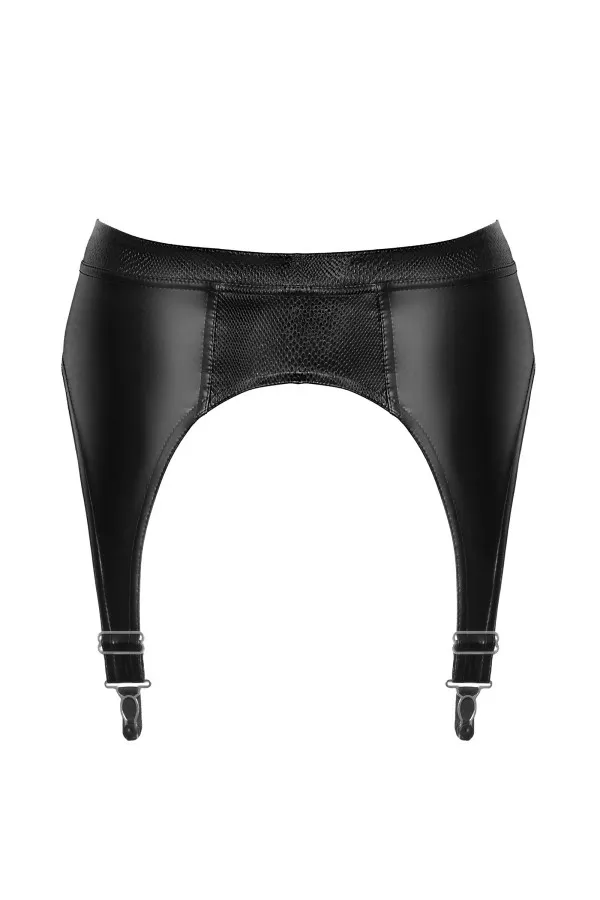 Porte-jarretelles en wetlook à imprimé serpent de Noir Handmade