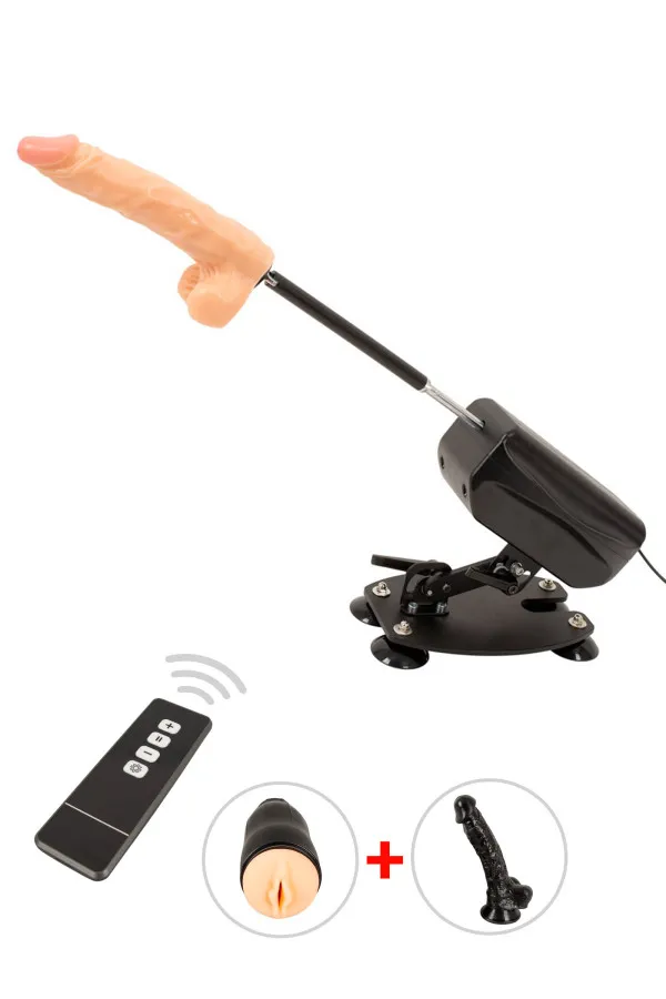 Sex-machine avec 2 godemichets et masturbateur