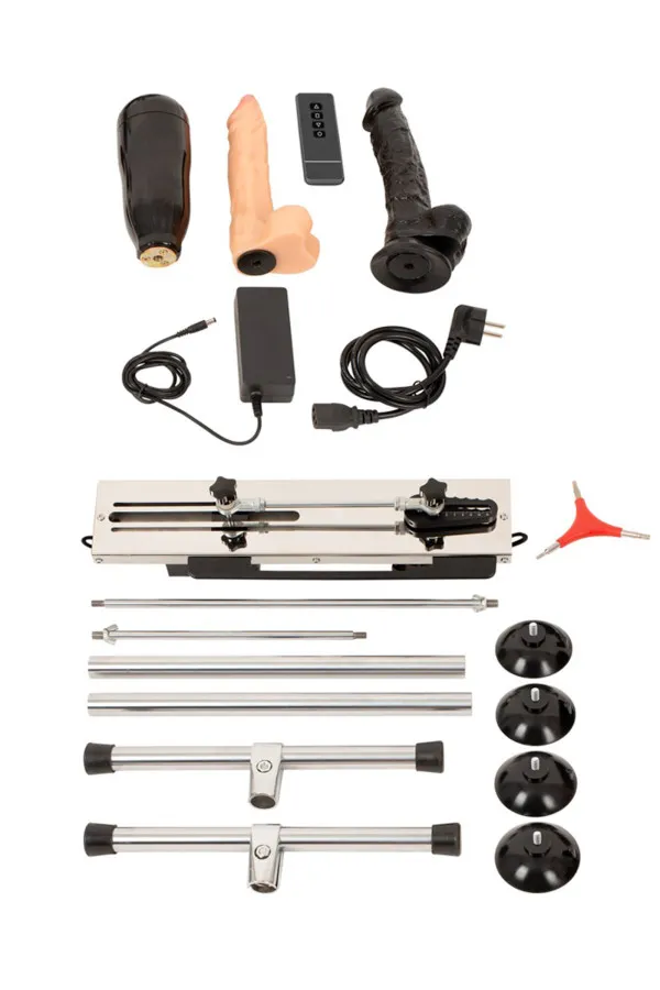 Sex-Machine avec 2godes, une télécomande et un masturbateur