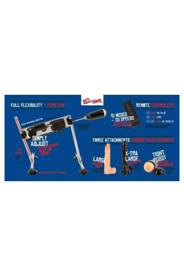 Sex-Machine avec 2godes, une télécomande et un masturbateur