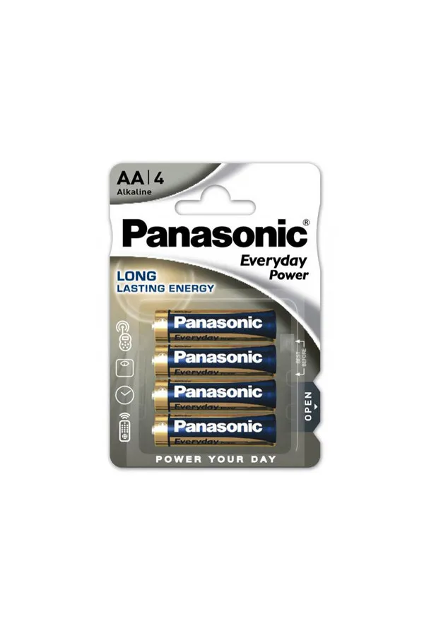 4 piles PANASONIC LR6 (ou AA) 1,5 Volts.