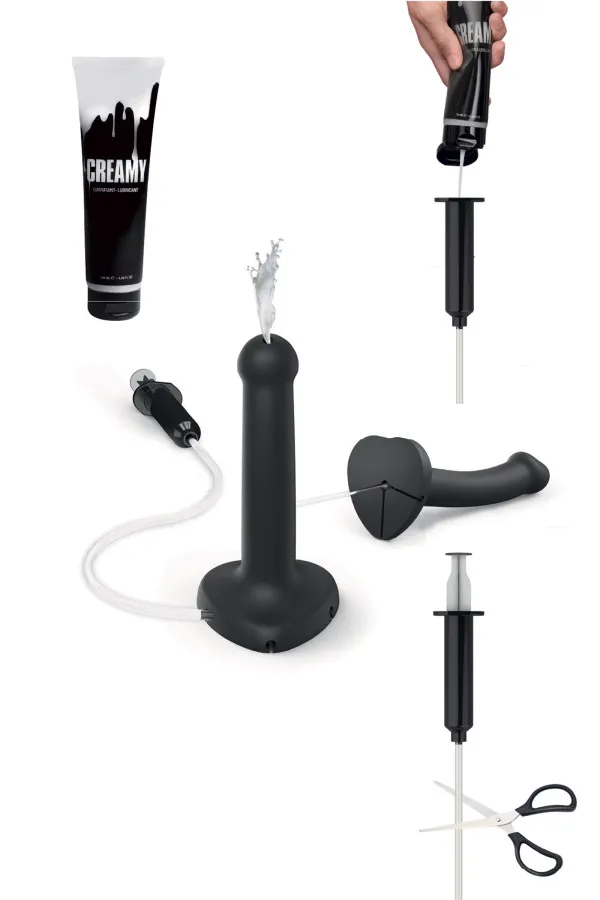 Gode éjaculateur Strap-On noir en taille L de Strap-On