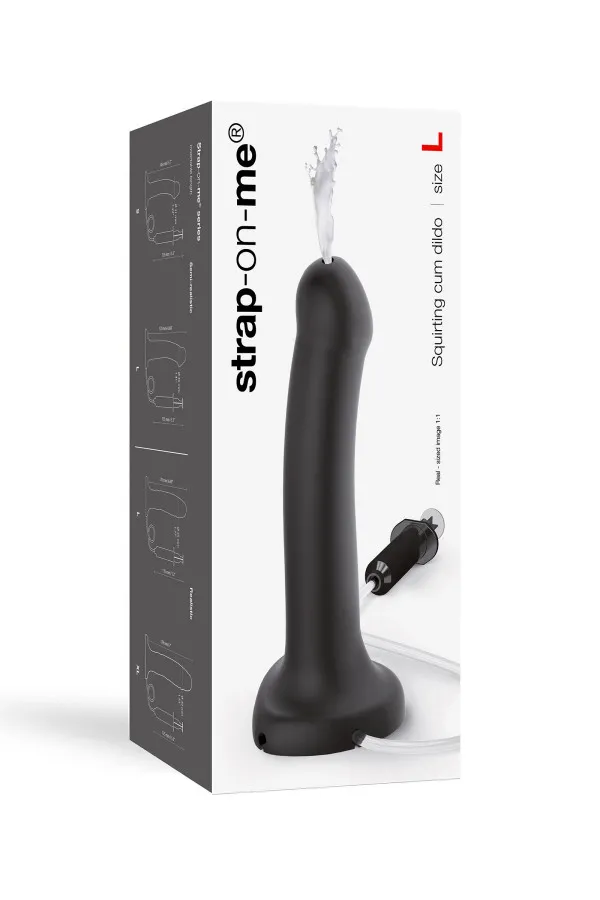 Gode éjaculateur Strap-On noir en taille L de Strap-On
