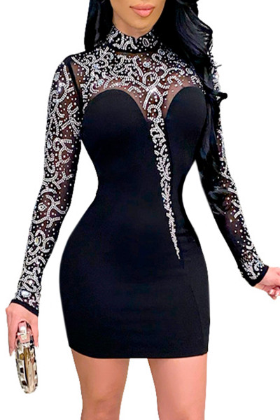 Robe manches longues à strass