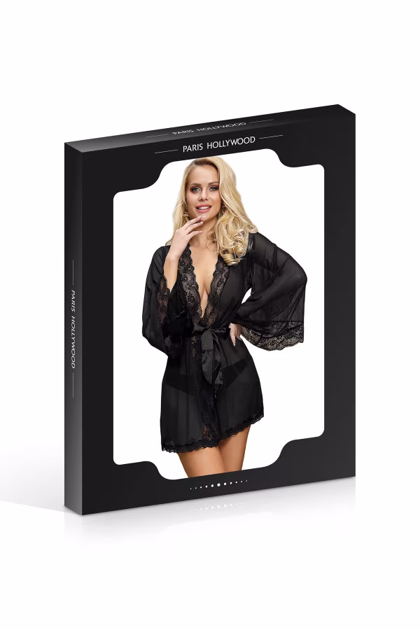 Déshabillé transparent et string en dentelle de Paris Hollywood