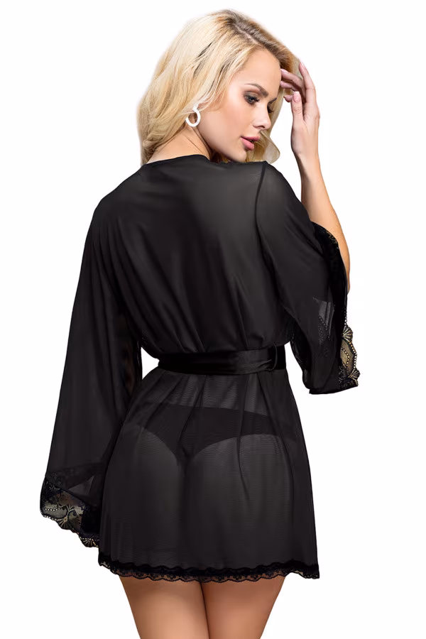 Déshabillé transparent et string en dentelle de Paris Hollywood