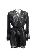 Déshabillé transparent dos ouvert et string 