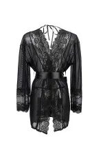 Déshabillé transparent dos ouvert et string 