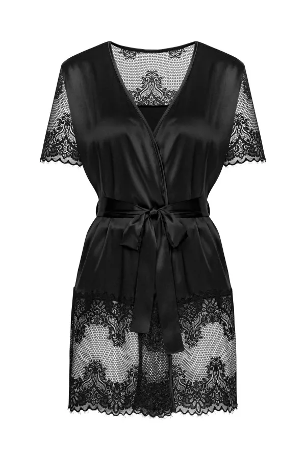 Déshabillé noir avec dentelle Maderris de Obsessive
