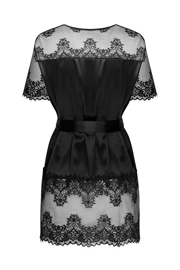 Déshabillé noir avec dentelle Maderris de Obsessive