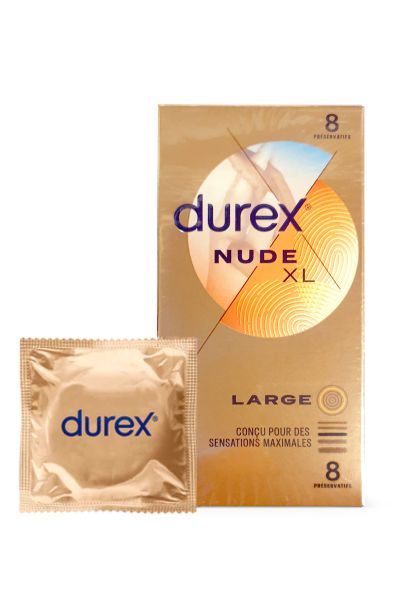 8 préservatifs sensation peau nue Durex Nude XL