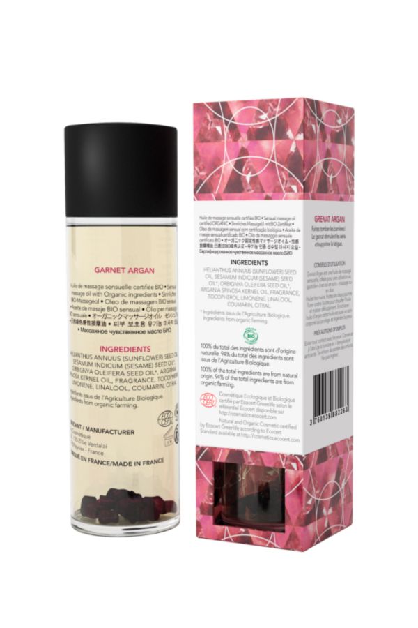 Huile de massage sensuelle BIO Exsens Grenat et Argan 100ml